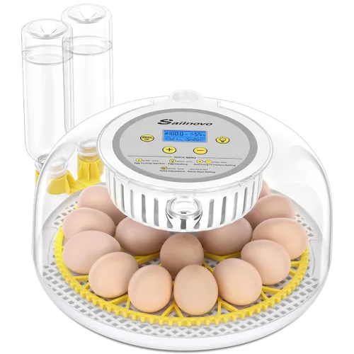 Vista 9 de Sailnovo Incubadora de 18 huevos para incubar huevos con giro automático de huevos y pantalla de humedad, control de temperatura, visión clara