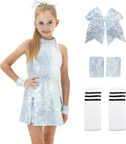 Vestido de baile de lentejuelas para niñas, disfraz de baile de jazz, trajes de hip hop, sin mangas, vestido de baile brillante y pantalones cortos