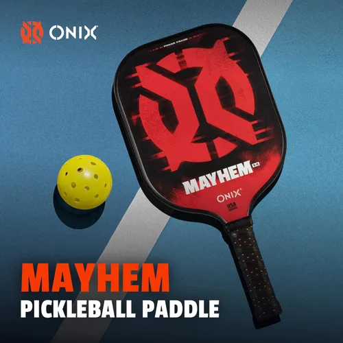 Vista 2 de Onix Mayhem Patented ThermoFused Technology Carbon Fiber Power Frame Polypropylene Honeycomb Core Performance Power and Control Pickleball Paddle