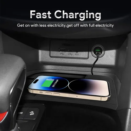 Vista 2 de Almohadilla de carga inalámbrica de teléfono para Chevrolet Equinox 2018 2019 2020 2021 2022 2023 Material de silicona Puertos de carga duales