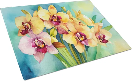 Vista 47 de Caroline's Treasures DAC1545LCB Anémonas en acuarela Tabla de cortar de vidrio grande decorativa de vidrio templado tabla de cortar y servir tabla