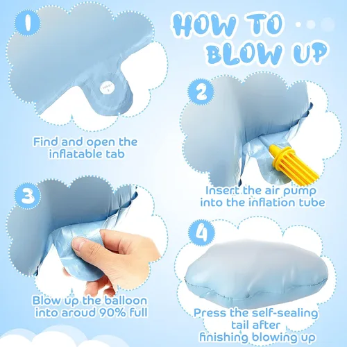 Vista 3 de Sumind 6 globos de papel de aluminio de nube blanca de 28 pulgadas, globos con forma de cielo azul, suministros de fiesta inflables reutilizables