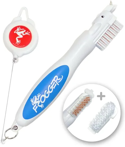 Vista 13 de Frogger BrushPro - Limpiador de palos de golf con agarre ergonómico y cable retráctil de 2.5 pies, cepillo resistente para palos de golf y limpiador