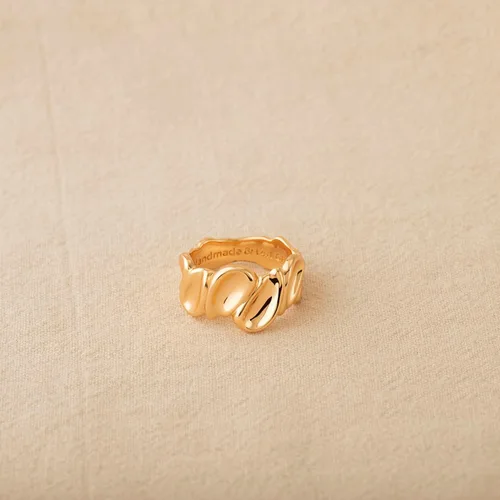 Vista 4 de Gold Concave Ring for Women Twisted 14K Gold Plated Minimalist Stack Chunky Band Finger Jewelry Size 10