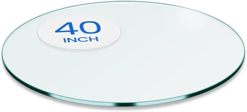 Vista 75 de Dulles Glass Mesa redonda de cristal de 26 pulgadas, templada, superficie de vidrio de 3/8 pulgadas de grosor, borde de lápiz seguro, multiusos