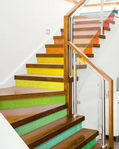 FLFK Calcomanías para Escaleras - Pegatinas Calcomanías para Escaleras Despegar y Pegar, Arte Arcoíris Pintura al Óleo Calcomanías para