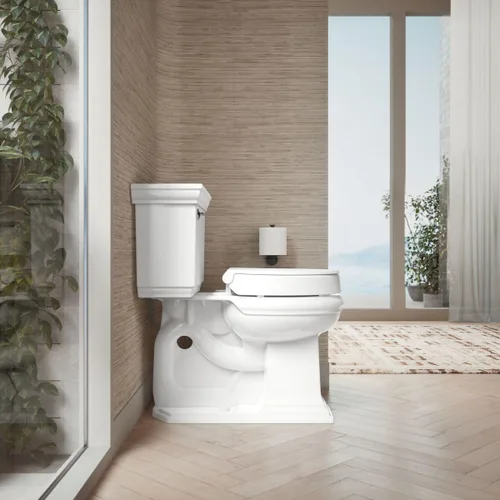 Vista 9 de KOHLER 25876-0 Hyten Asiento de inodoro redondo de cierre suave elevado de 3 pulgadas de altura, asiento contorneado con parachoques apretados