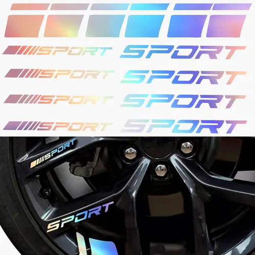 Vista 7 de Pincuttee 14 piezas de calcomanías adhesivas para coche, calcomanía adhesiva para llantas, calcomanías reflectantes con logotipo deportivo