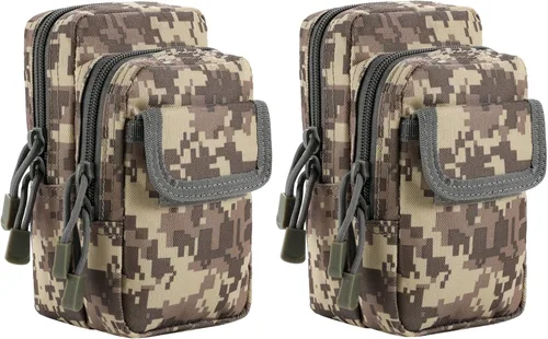 Vista 19 de FRTKK Paquete de 2 bolsas Molle – Bolsa táctica compacta resistente al agua EDC bolsa pequeña de utilidad