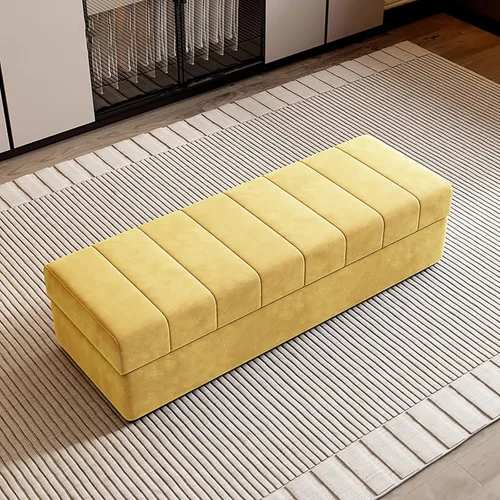 Amarillo Solid Wood Square Ottoman with Storage – Upholstered Bench for Living Room, Bedroom, Entryway & Shoe Stores – High Resilience Foam Filling