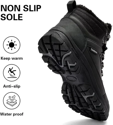 Vista 5 de Lamincoa Botas de nieve para hombre, impermeables, para senderismo, antideslizantes, para invierno, al aire libre, cálidas, cómodas, para acampar