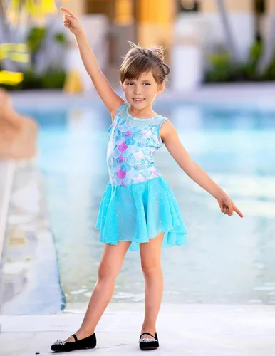 Vista 5 de Zaclotre Leotardo de baile brillante para niñas con falda Hi-Low Shiny Ballet Dance Dresses