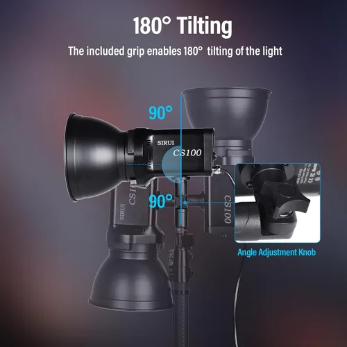Vista 6 de SIRUI Luz de video LED CS100 de 100 W, iluminación continua de luz diurna portátil, CRI 96 de 5600K, TLCI 98 4000Lux/m, montaje Bowens, 8 efectos