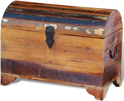 Vista 4 de Cofre de almacenamiento recuperado de madera maciza de 24 x 12 x 18 pulgadas (largo x ancho x alto)