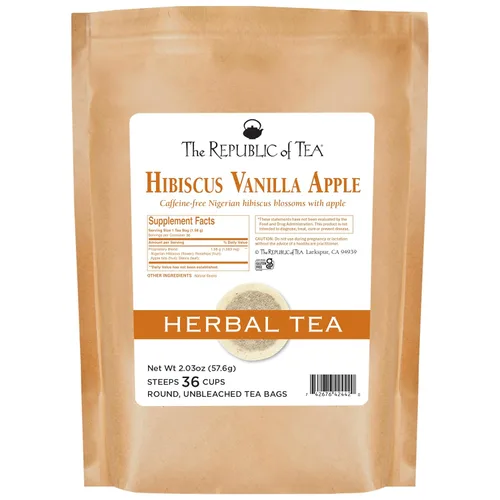 Vista 6 de The Republic of Tea Hibiscus Blueberry Superflower Té de hierbas, 36 bolsas de té de repuesto