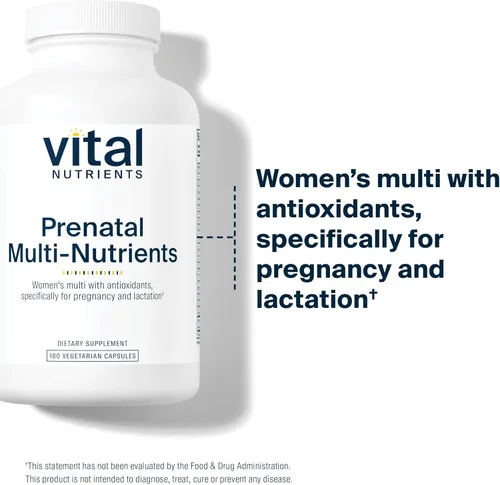 Vista 3 de Vital Nutrients PreNatal Multi-Nutrients – Fórmula multivitamínica prenatal mineral para mujer con potentes antioxidantes – Vegetariano – Gluten