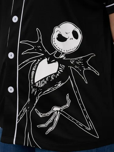 Vista 5 de Disney Mickey Mouse Stitch Jack Skellington - Camiseta para mujer, con botones frontales, talla grande