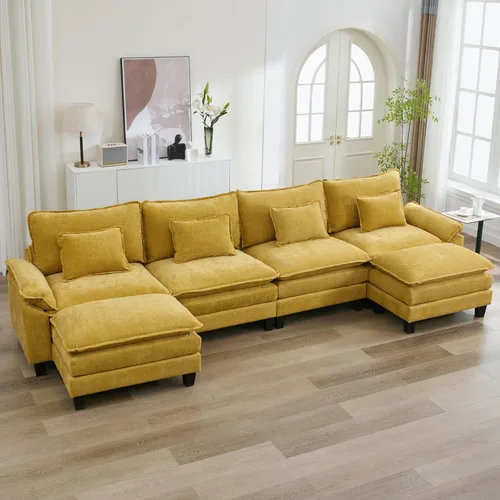 Vista 26 de URRED Oversized Modular Sectional Sofa, 87" L Shaped Modern Comfy Cloud Couch with Movable Ottoman & Pillows, Deep Seat Couches for Living Room