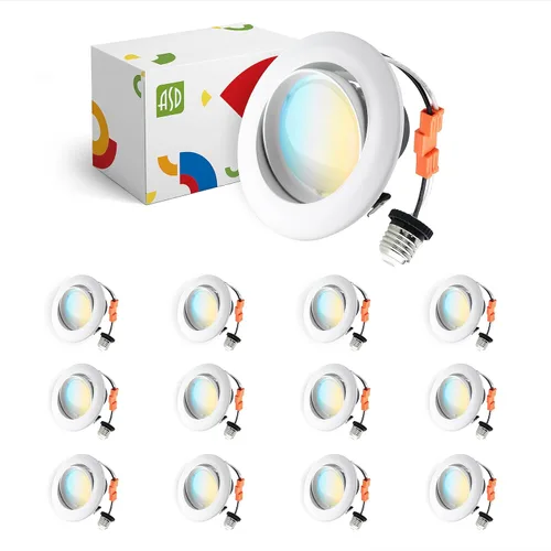 Vista 13 de ASD Retrofit - Luz LED empotrable con cardán de 4 pulgadas, bronce aceitado, 10 W, 811 LM, 2700/3000/3500/4000/5000 K, regulables, LED, Downlights