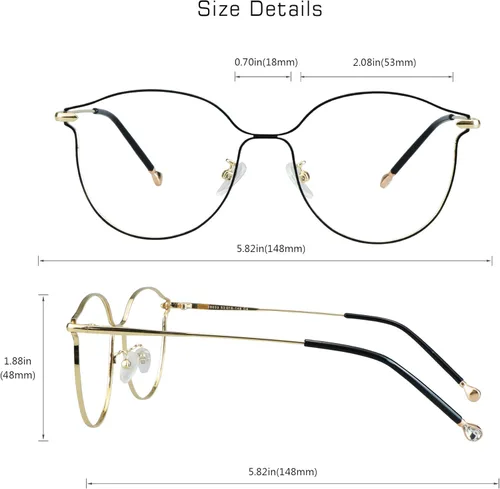 Vista 3 de VisionGlobal Lentes de bloqueo de luz azul para mujer, antifatiga ocular, lectura en computadora, elegante marco ovalado