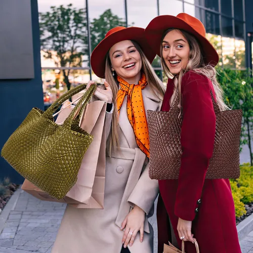 Vista 3 de Bolso de hombro tejido para mujer, asa superior de moda, piel vegana suave