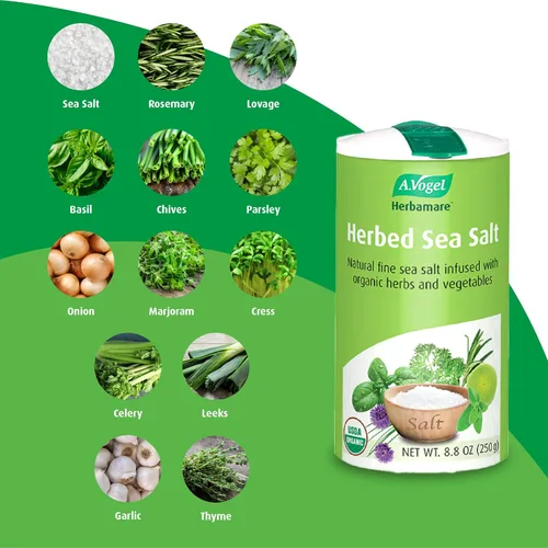 Vista 3 de A. Vogel Herbamare - Sal de condimento orgánico, 8.8 onzas, 6 por caja