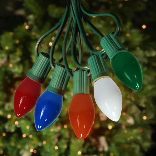Vista 7 de Bombillas de repuesto C7, bombillas de Navidad multicolor, base de candelabro E12, incandescente de 5 vatios para luces de cadena al aire libre