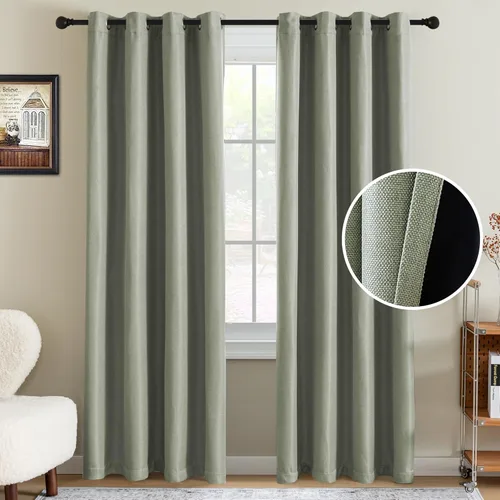 Vista 57 de H.VERSAILTEX Cortina de lino para oscurecer la habitación para dormitorio/sala de estar, cortinas opacas extra anchas de 100 x 84 pulgadas