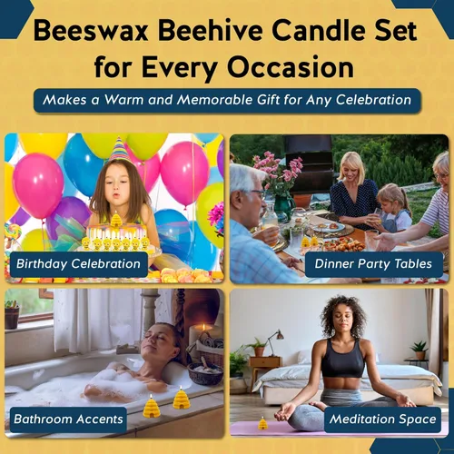 Vista 7 de Alternative Imagination Beehive - Velas votivas – Paquete de 4 velas de cera de abeja pura vertidas a mano con mechas de algodón – Sin perfume,
