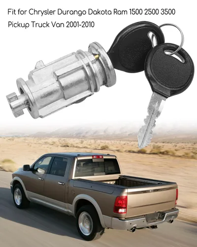 Vista 2 de Cilindro de bloqueo de encendido con 2 llaves para Dodge Ram 1500 2500 3500 2002-2008 Truck Chrysler Aspen 2007 Dakota 2001-2010 Durango 2001-2007