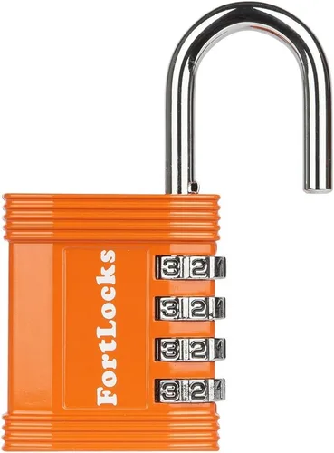 Vista 5 de FortLocks Candado – Cerradura de combinación de 4 dígitos para gimnasio al aire libre y escuela, valla, funda y cobertizo – Juego de reinicio