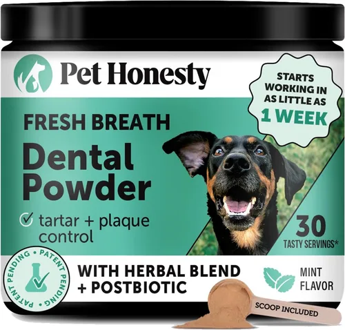 Polvo dental refrescante de aliento para perros, para limpieza de dientes y eliminación de placa, cuidado dental para perros, removedor de sarro