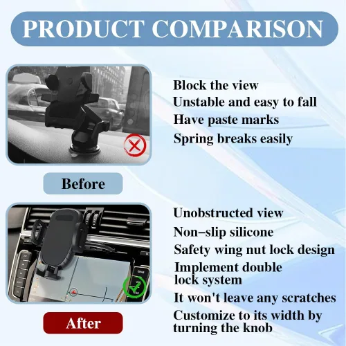 Vista 6 de Zufoty Soporte universal para teléfono de automóvil, soporte universal para teléfono de ventilación de automóvil, parabrisas y teléfono celular