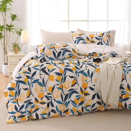 Vista 13 de MUXHOMO - Funda de edredón tamaño Queen, juego de funda de edredón reversible floral gris con cierre de cremallera, 3 piezas, juego de ropa de cama