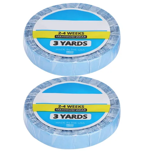Vista 3 de ZJchao Cinta adhesiva de extensión de cabello, 2 piezas de 3 yardas de longitud, 0.3 pulgadas de ancho, cintas de soporte de peluca de doble cara
