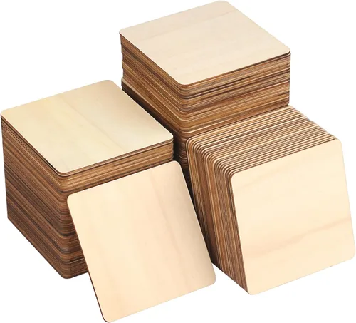 Vista 9 de 80 piezas rectangulares de madera sin terminar, azulejos de madera natural de 4 x 6 pulgadas para manualidades, pintura, tallado y decoración