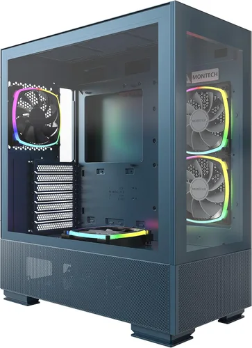 Vista 10 de Montech X3 Mesh, 6 ventiladores - 3X 140mm & 3X 120mm Ventiladores fijos con iluminación RGB, carcasa ATX de media torre para PC Gaming, USB 3.0