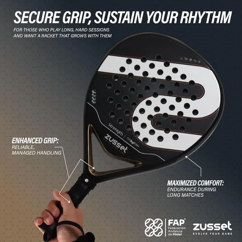 Vista 4 de Pala de Padel Strength 2025 Pala de Padel de forma redonda avanzada Balance medio de 12.87 oz para consistencia y precisión Cara de carbono