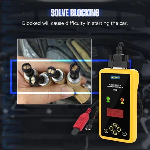Vista 6 de AUTOOL Probador y limpiador de inyector de combustible de 12 V y 70 V, kit de limpieza de inyector de combustible para GDI, ancho de pulso ajustable