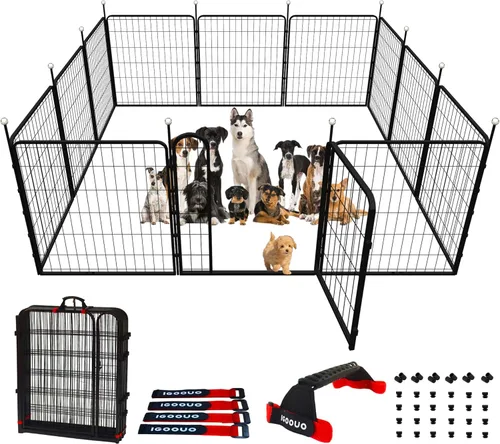 Vista 7 de Jaulas Portátiles para Perros y Corralito, Jaula de Metal de 32 Pulgadas para Perros Pequeños/Medianos, para Interior/Exterior, Correas