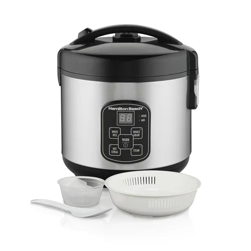 Vista 11 de Hamilton Beach Arrocera Digital Programable y Vaporera de Alimentos, 12 Tazas Cocidas (6 Sin Cocinar), con Funciones de Cocción Lenta y Huevo Azul