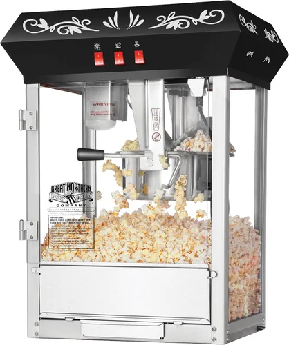 Vista 2 de Great Northern Popcorn - Máquina de palomitas de maíz con carrito de 8 onzas con hervidor de acero inoxidable, luz de calentamiento y accesorios