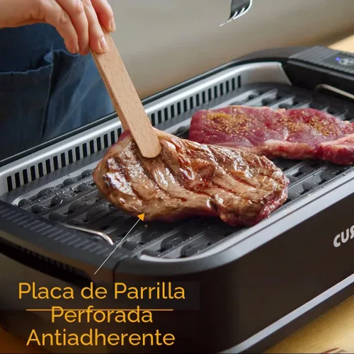 Vista 5 de Parrilla de Interior, CUSIMAX Parrilla Sin Humo de Interior, Parrilla Eléctrica Plancha de 1500W BBQ Coreana con Pantalla Inteligente LED y Tapa