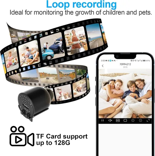 Vista 9 de 【Free 64G】Smallest Wireless WiFi Camera,HD1080P Mini Camera,Portable Security Camera,Smart Home Baby Monitor Camera with Night Vision,Motion