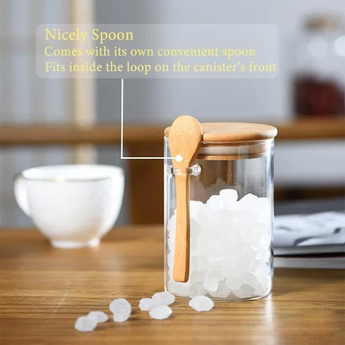 Vista 7 de Spice Jars, Overnight Oats Containers with Airtight Lid and Spoon, Decorative Kitchen Canisters Set, Glass Storage Containers for Coffee, Tea