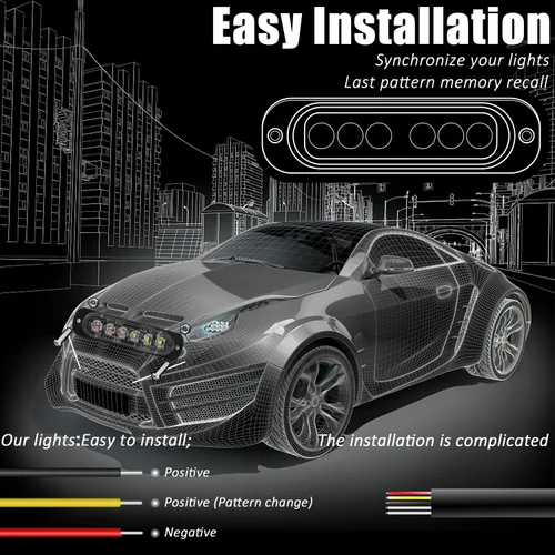 Vista 5 de XT Auto - Luz estroboscópica de advertencia (6 luces LED)