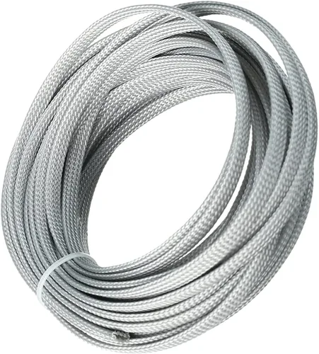 Vista 12 de Bettomshin 1 funda de organización de cables de 16.4 pies (16.4 ft), protector de cable gris PET de 1/4 pulgadas de ancho, tubo de telar de alambre