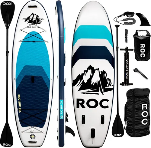 Vista 11 de Roc Tabla de remo inflable de 10 pies y 6 pulgadas con accesorios de tabla de remo de SUP de alta calidad, diseño amplio y estable, cubierta