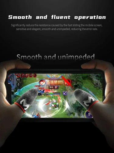 Vista 5 de Tapas de dedos antideslizantes para juegos móviles, guantes para pantalla táctil, mangas antisudor, cubierta para el pulgar, accesorios