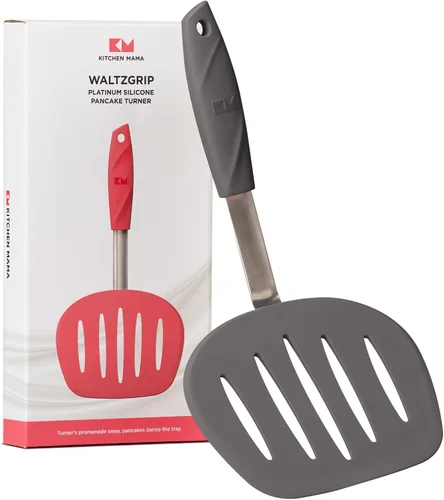 Vista 8 de Kitchen Mama WaltzGrip - Espátula de silicona platino para panqueques: resistente al calor, flexible, núcleo de acero inoxidable, antiadherente, Rojo